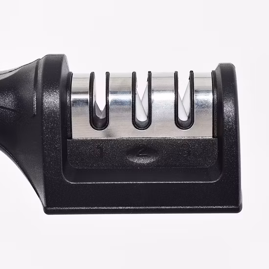 Aiguiseur de couteaux manuel Gadgets de cuisine Aiguiseur de lame de couteau Processus en 3 étapes pour aiguiser les couteaux en céramique, en acier et en métal, affûteur, outil de cuisine Esg10142