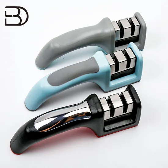 Affûteur de couteaux de cuisine manuel en 3 étapes, outil d'affûtage de couteaux de couleur rouge pour tous les couteaux